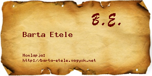 Barta Etele névjegykártya